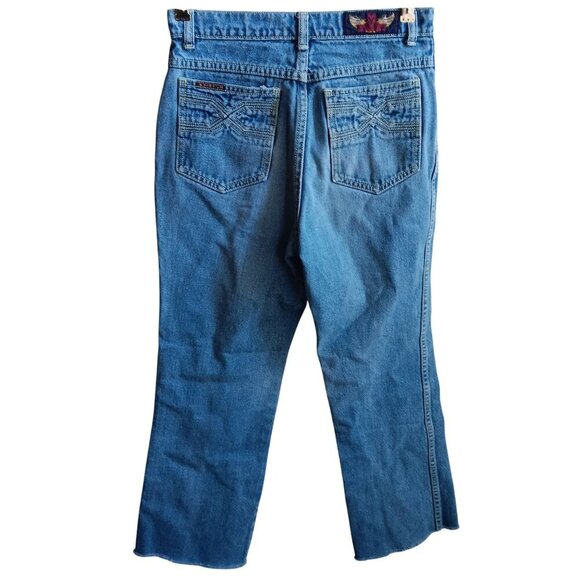 Vintage Mens Disco Bootcut Jeans 28x28 80's JC PENNEY embroidered POCKET DENIM - Picture 1 of 9